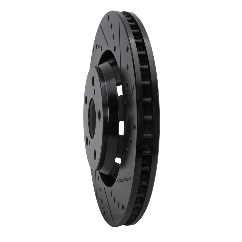Toyota Venza Brake Rotor (1) - Front Right - R1 Concepts - Drilled & Slotted - Black - `09-`15